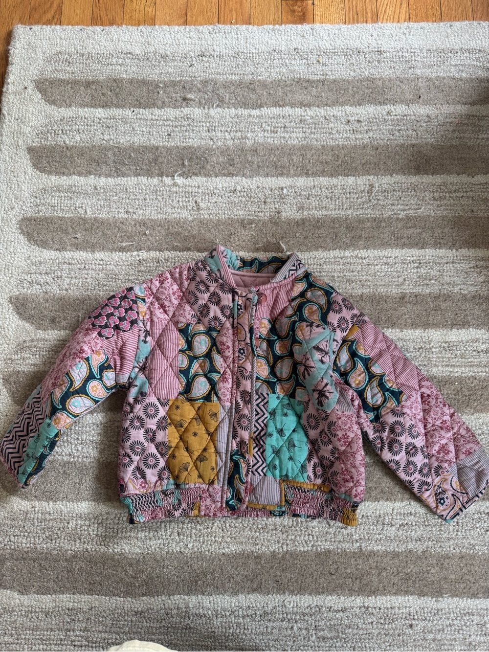 Zara Quilted Patchwork Jacket - Pink, Teal & Mustard